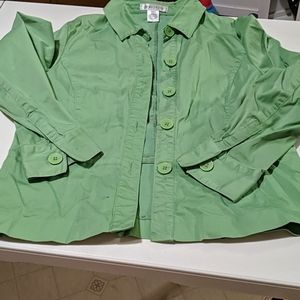 Green long sleeve button front jacket